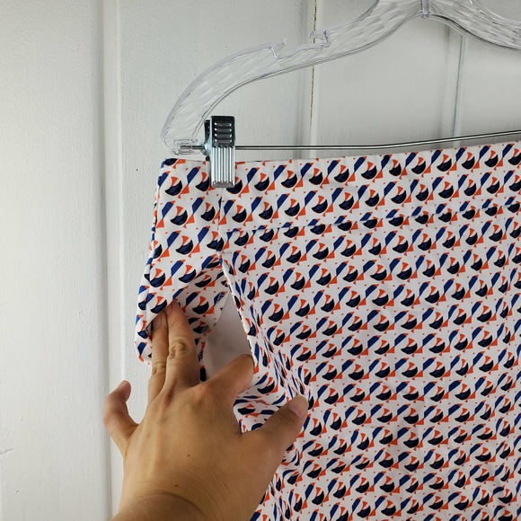 Ann Taylor Madison Womens 8 Orange Navy Blue White Geometric Pencil Skirt - Picture 2 of 11